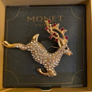 Monet Reindeer brooch